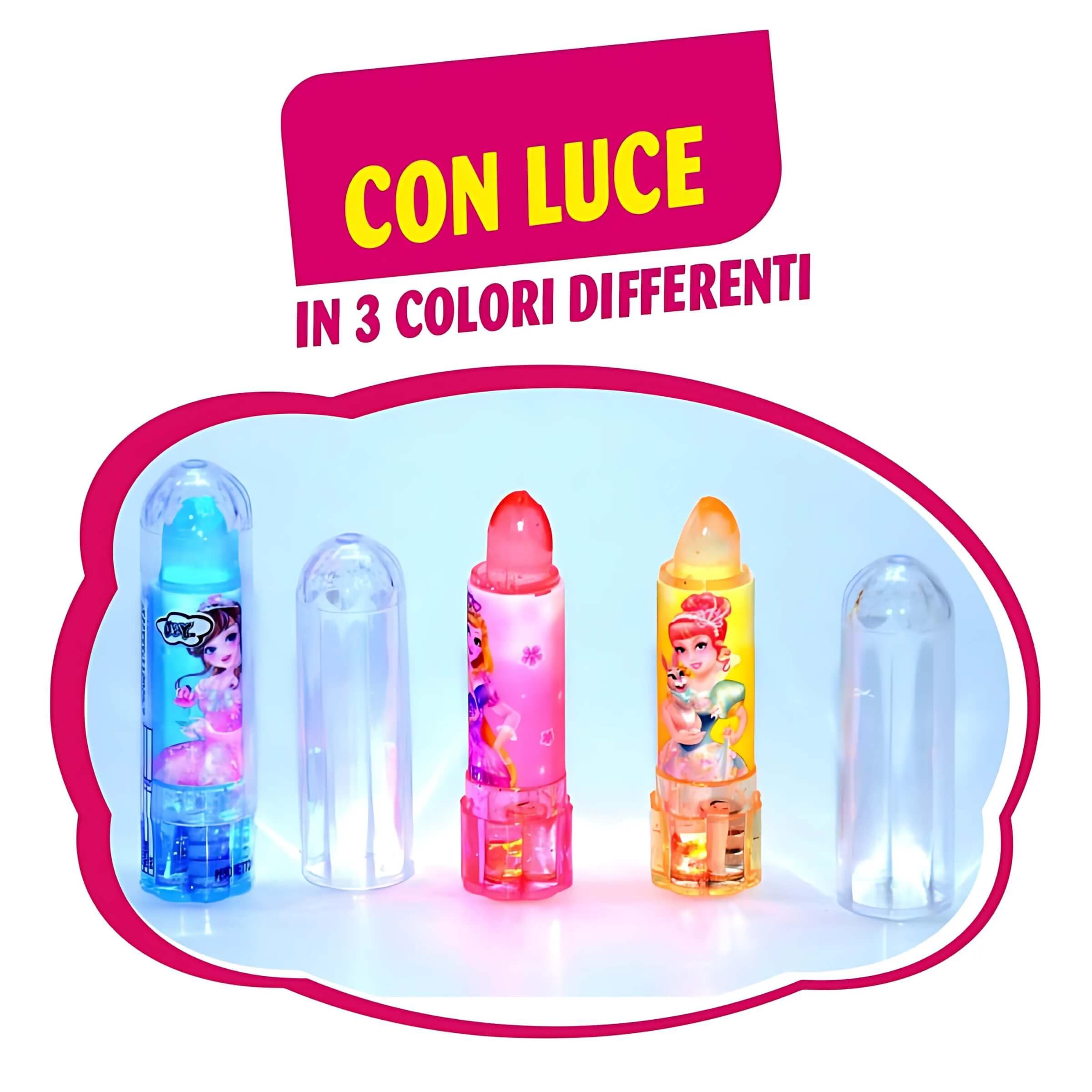 Joygum Lipstick Laser Lecca Lecca a Forma di Rossetto 5,9g con Luce Lampeggiante (24PZ)