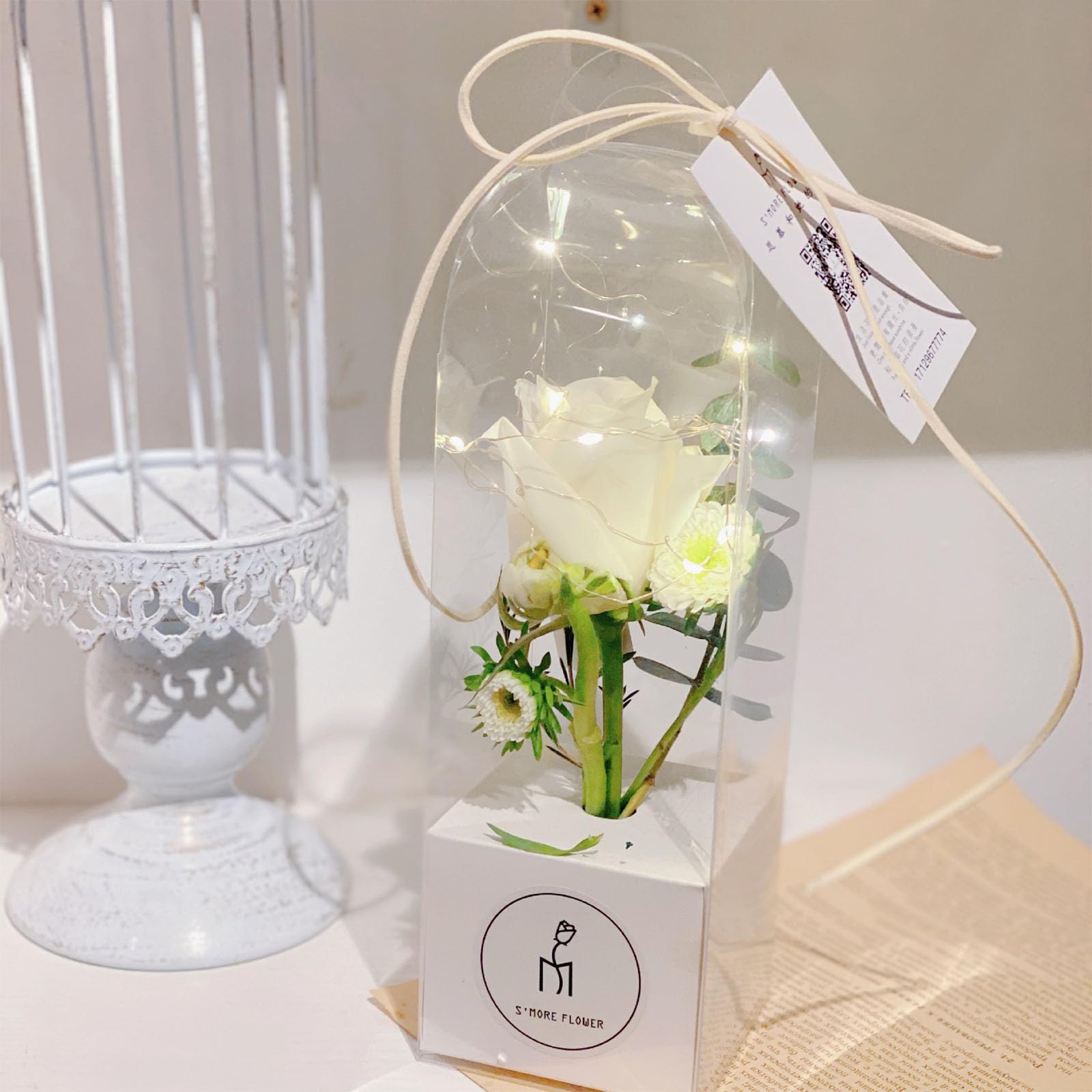 10 pezzi portatile in PVC singolo Rose Flower Box Floral Display Case con maniglie per fiori secchi e decorazioni per feste scatola di nozze con manico