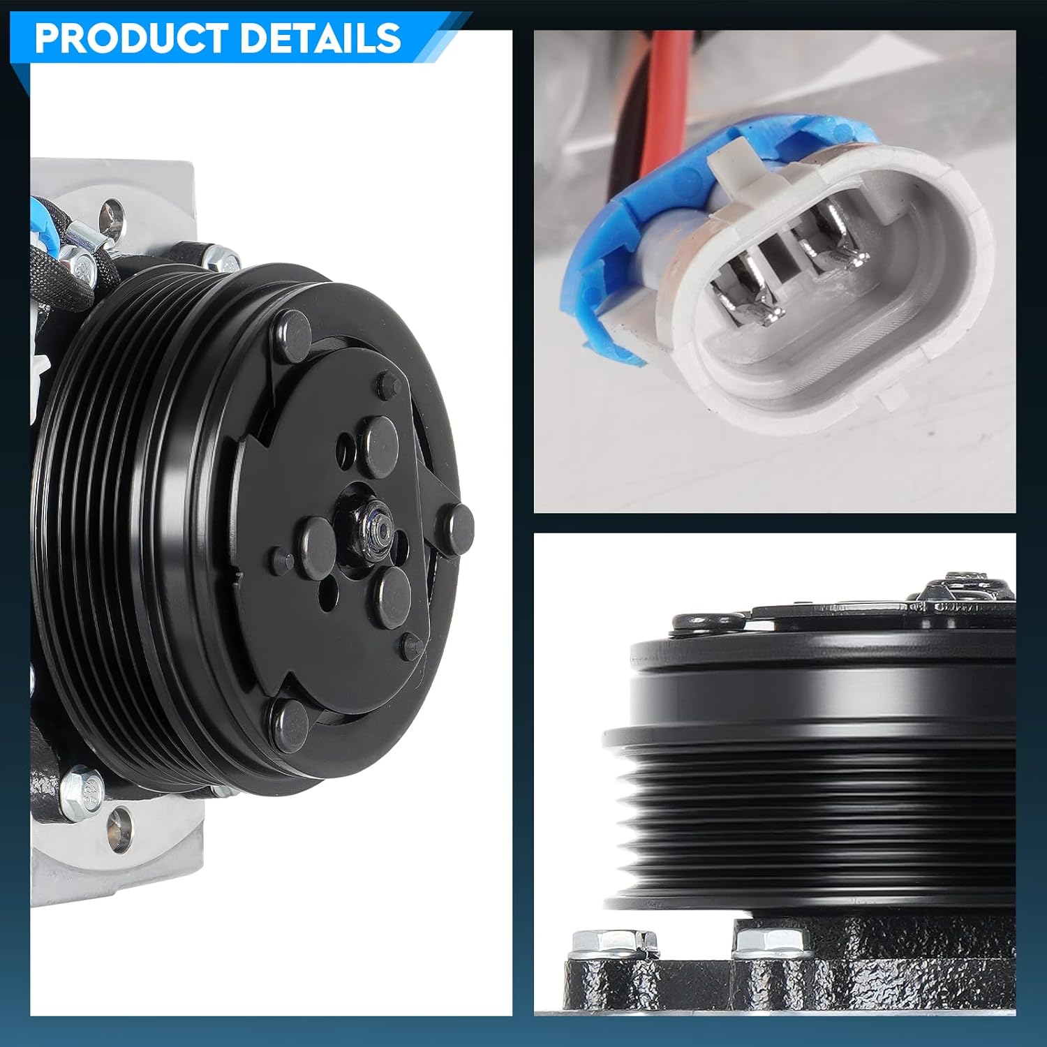 A/C Air Conditioning Compressor With Clutch fit for Chevy Express & GMC Savana 1500/2500/3500 1996-2000, for Blazer S10 1998-2004, for Jimmy 1999-2002, 4.3L 5.0L 5.7L, W/O sensor on the back
