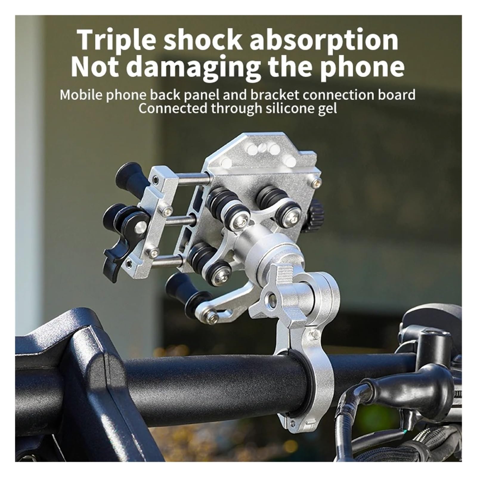 Supporto Per Telefono Moto Porta Cellulare Moto Staffa GPS per moto | Nuovo Supporto Mobile Universale Ammortizzante Staffa Di Navigazione Per Bici Lega Rotante A 360°(D Black)
