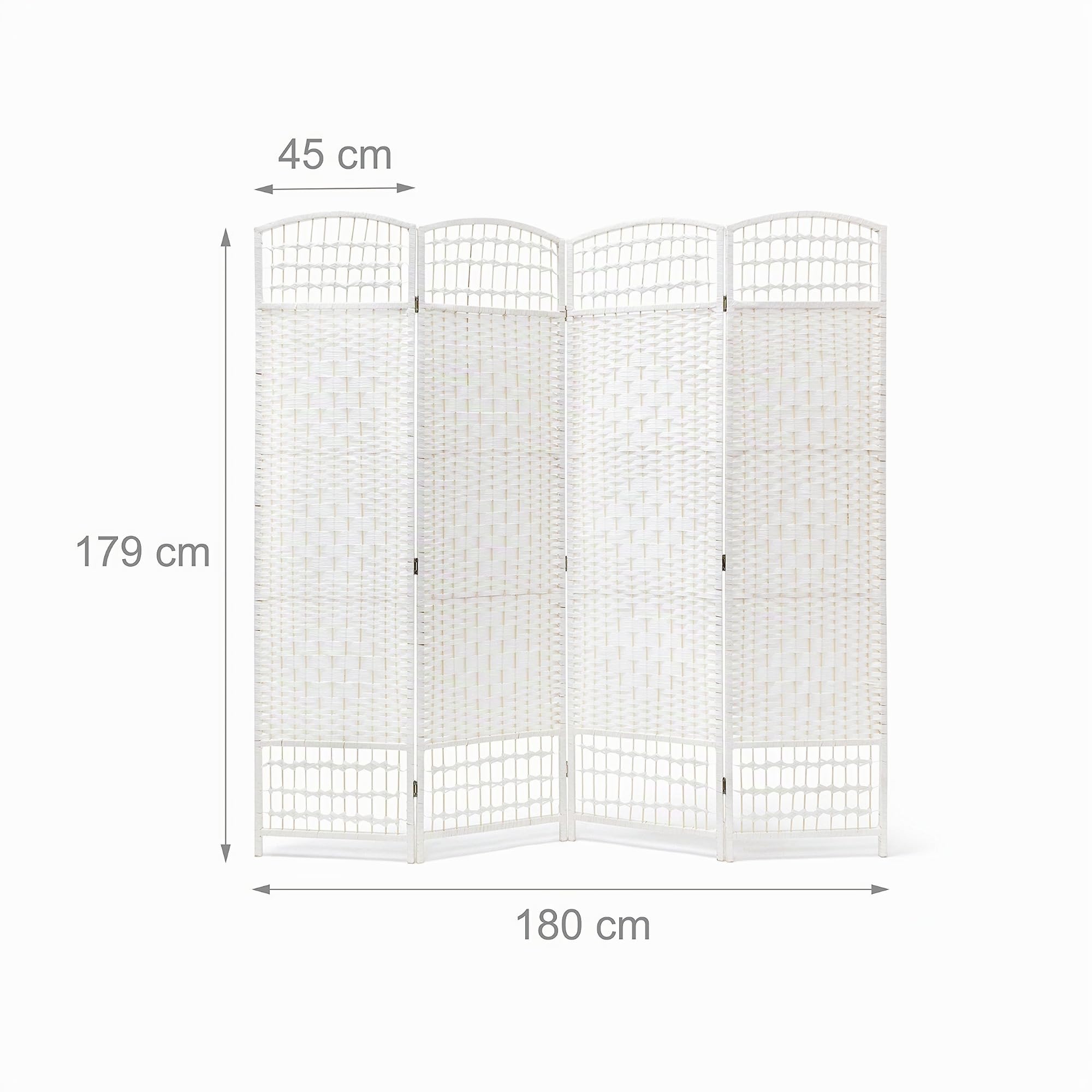 Relaxdays Paravent 4 panneaux bambou pliable protège de la lumière séparateur pièce pliant cloison mur HLP 179 x 180 x 2 cm, blanc