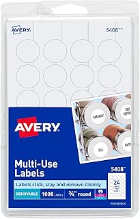 Avery Removable Print or Write Labels for Laser and Inkjet Printers, 0.75 Inches, Round, Pack of 1008 (5408)