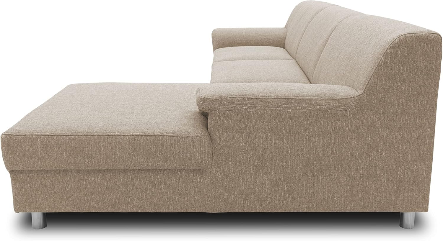 DOMO. collection Junin - Sofá esquinero con función de Dormir para sofá (251 x 150 cm), Color Beige