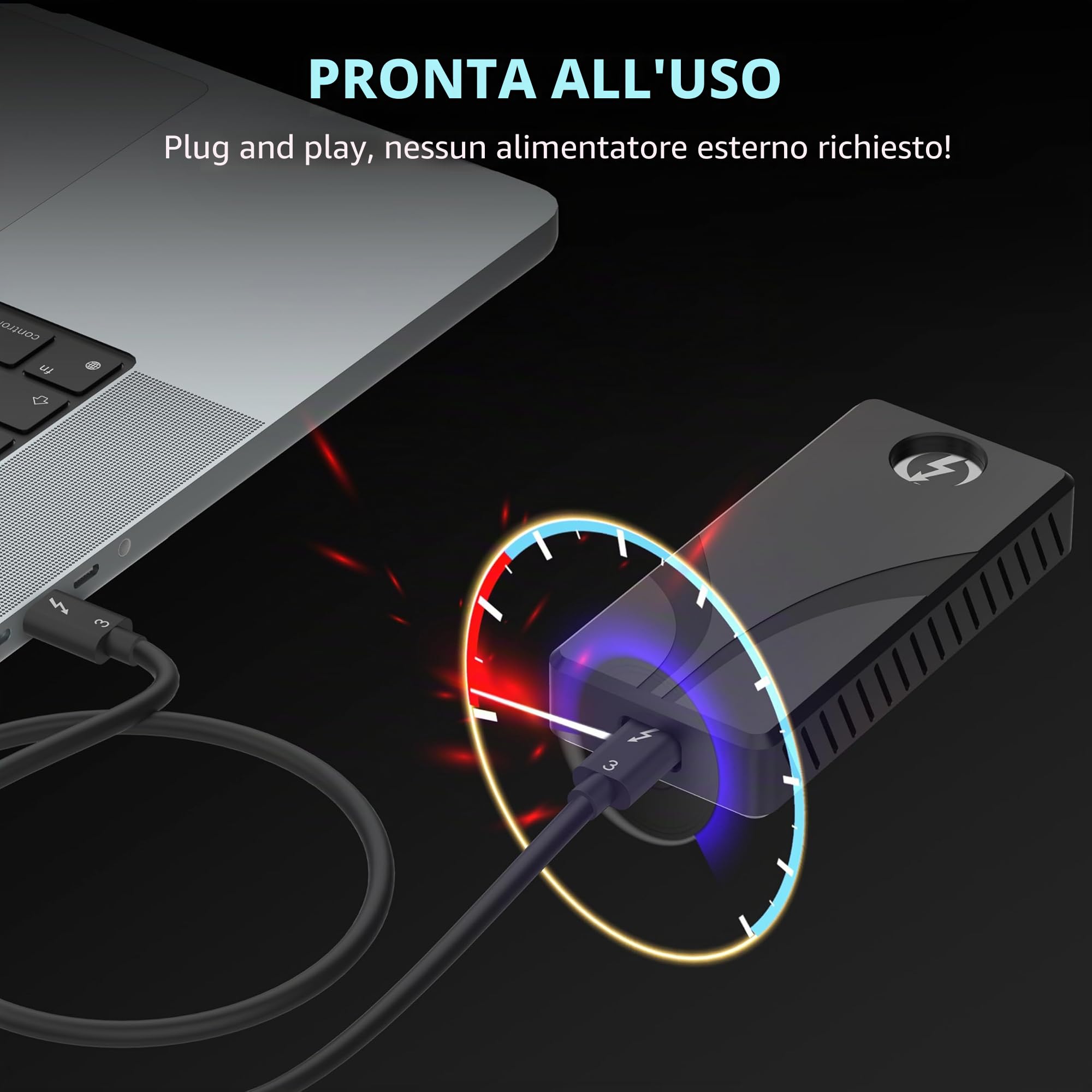 SABRENT SSD Esterno [2TB] Thunderbolt 3 in Alluminio Robusto, Compatibile USB-C (SB-XTMP-2TB)