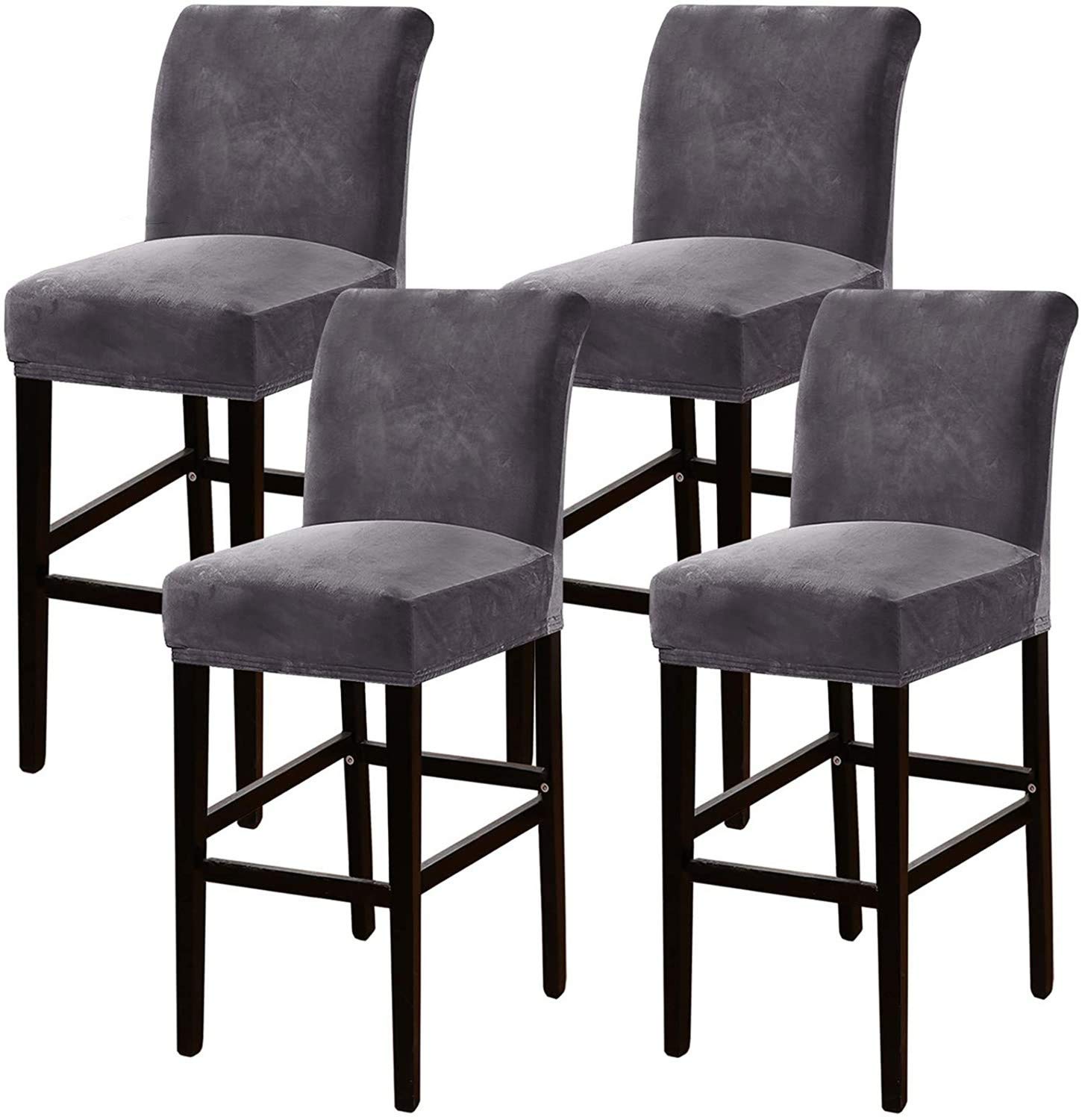 Juego de 4 fundas de terciopelo para taburete de bar, fundas protectoras para sillas de comedor, pub, gruesas, suaves, estilo moderno, fundas para taburetes de bar