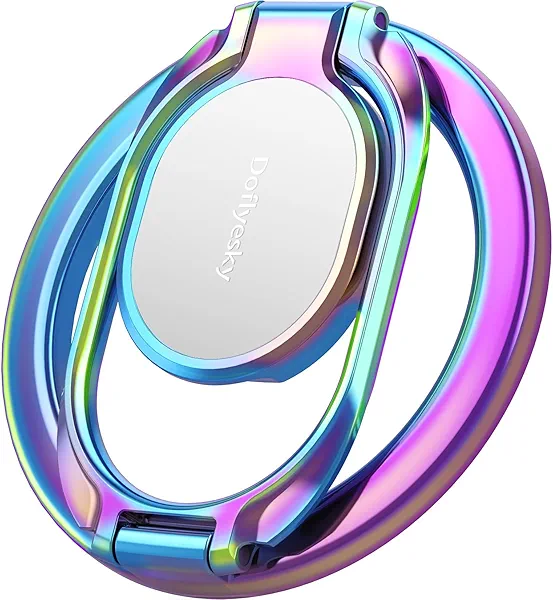 Doflyesky Magnetic Phone Ring Holder with Magsafe, Double Adjustable Gym Finger Ring Grip, Removable Phone Grip, for iPhone, iPad and Smartphones, Compatible with Magnetic Car Mount (Colorful)