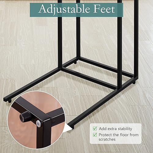 Miniatura 4 de bangtane Mesa auxiliar en forma de C, mesa auxiliar de sofá con parte superior de vidrio templado, mesa industrial con marco de acero sólido, ligera