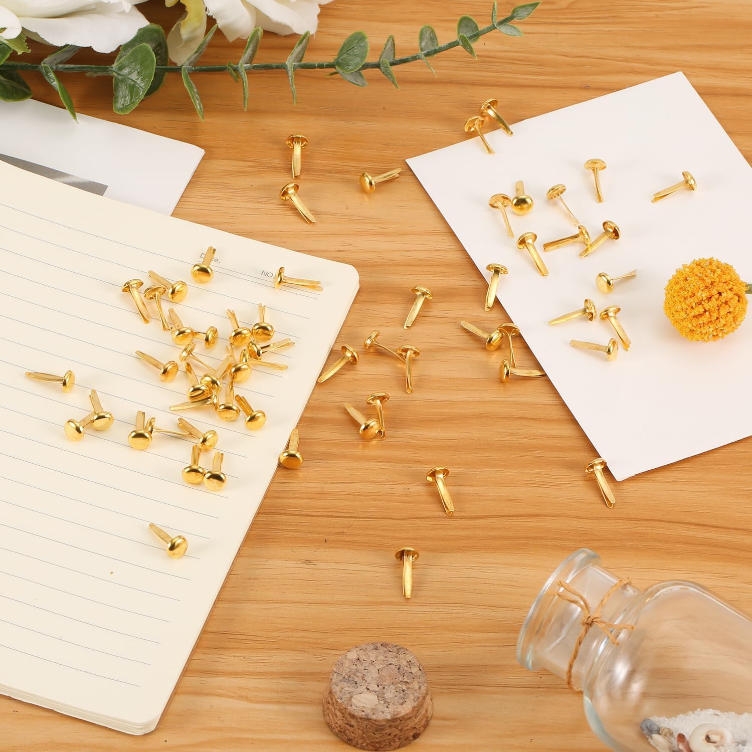 300 Pcs Split Pins, Metal Paper Fasteners Mini Brads, 8x19mm Round Scrapbooking Brads Split Pins - Image 2