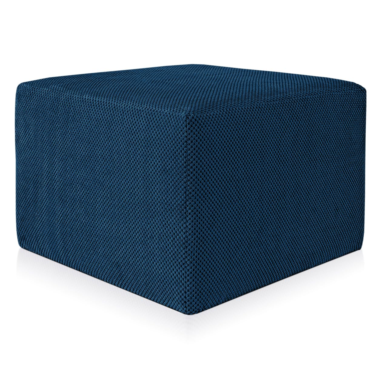 Deshome - Pouf poggiapiedi divano 63x63x44 cm stoffa idrorepellente effetto velluto: Pouf design moderno divano soggiorno camera da letto Puff poggiapiedi Pouffe salotto Demetra Blu