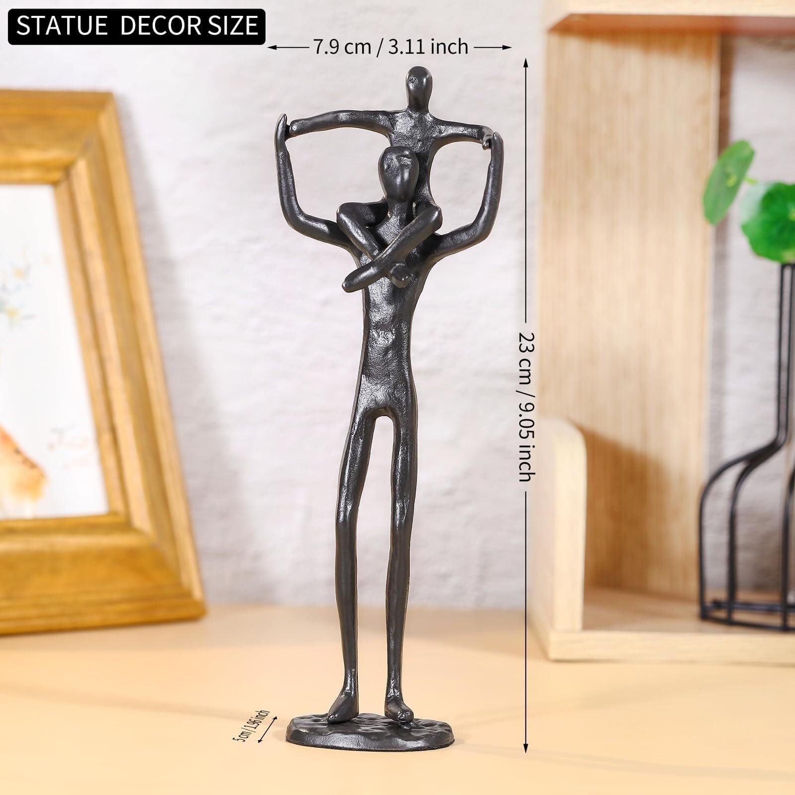 Dekoracja Estetyczna czarna statua żeliwna figurka kolekcjonerska dla nowoczesnego stylu akcesoria do dekoracji wnętrz na stoliki nocne (Ojciec Syn Figurine)