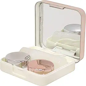 1 kit de estojo de lente de contato portátil moderno cor ouro rosa caixa de lentes de contato com espelho para mulheres