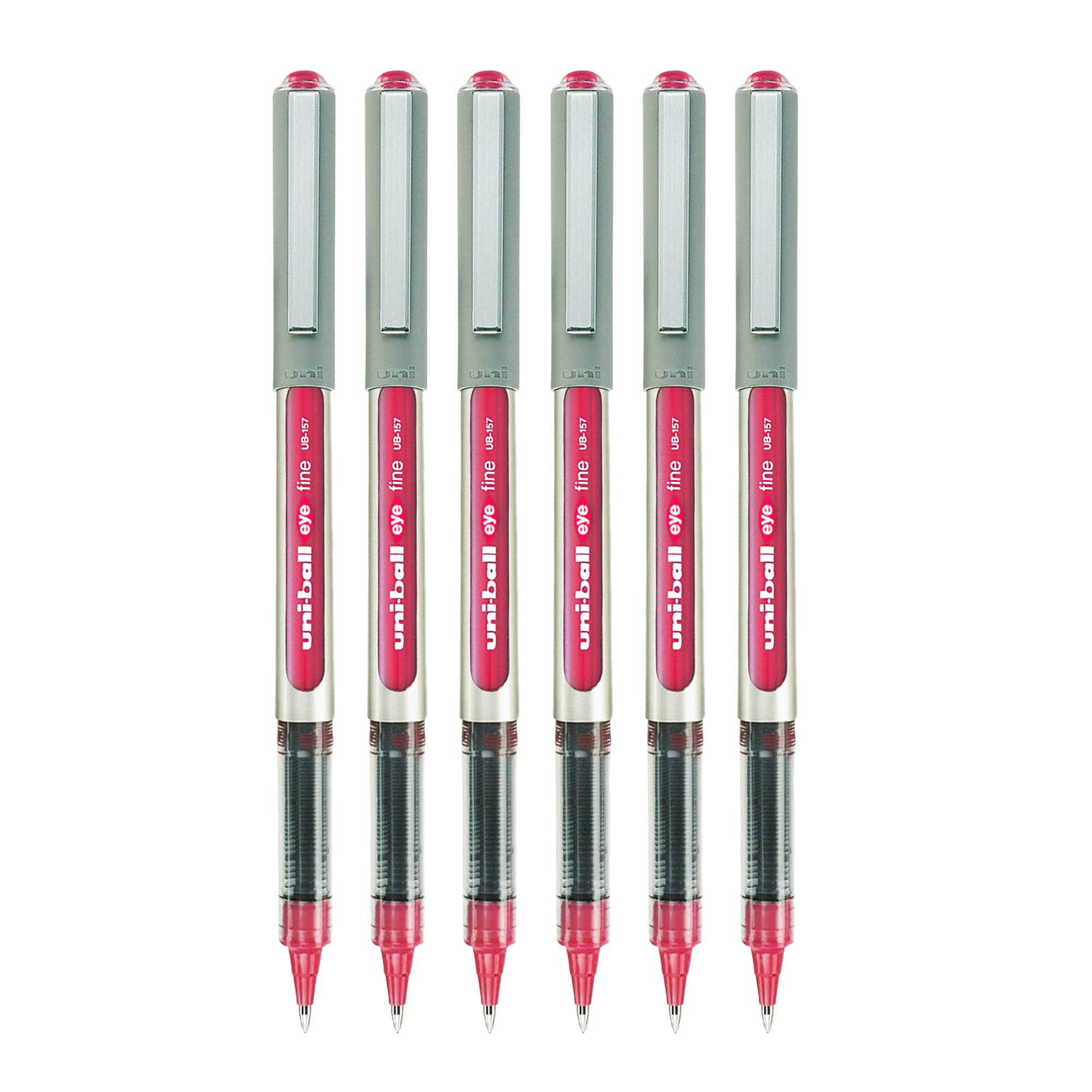 Uniball Eye UB157 0.7mm Roller Ball Pen | Wine Ink, Pack of 6