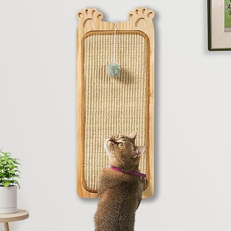 Wall Mounted Cat Scratcher, Cat Wall Scratching Post, Sisal Cat Wall Scratcher with Cat Ball Toy, Wood Cat Scratching Board for Indoor, Cat Wall Furniture Scratch, Cat Wall Scratcher Wall Mounted Cat Scratcher, Cat Wall Scratching Post, Sisal Cat Wall Scratcher with Cat Ball Toy, Wood Cat Scratching Board for Indoor, Cat Wall Furniture Scratch, Cat Wall Scratcher