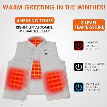 Gilet Riscaldato In Pile Per Donna Telguua – Batteria 10000mAh, 6 Zone Di Calore, 3 Livelli Di Temperatura