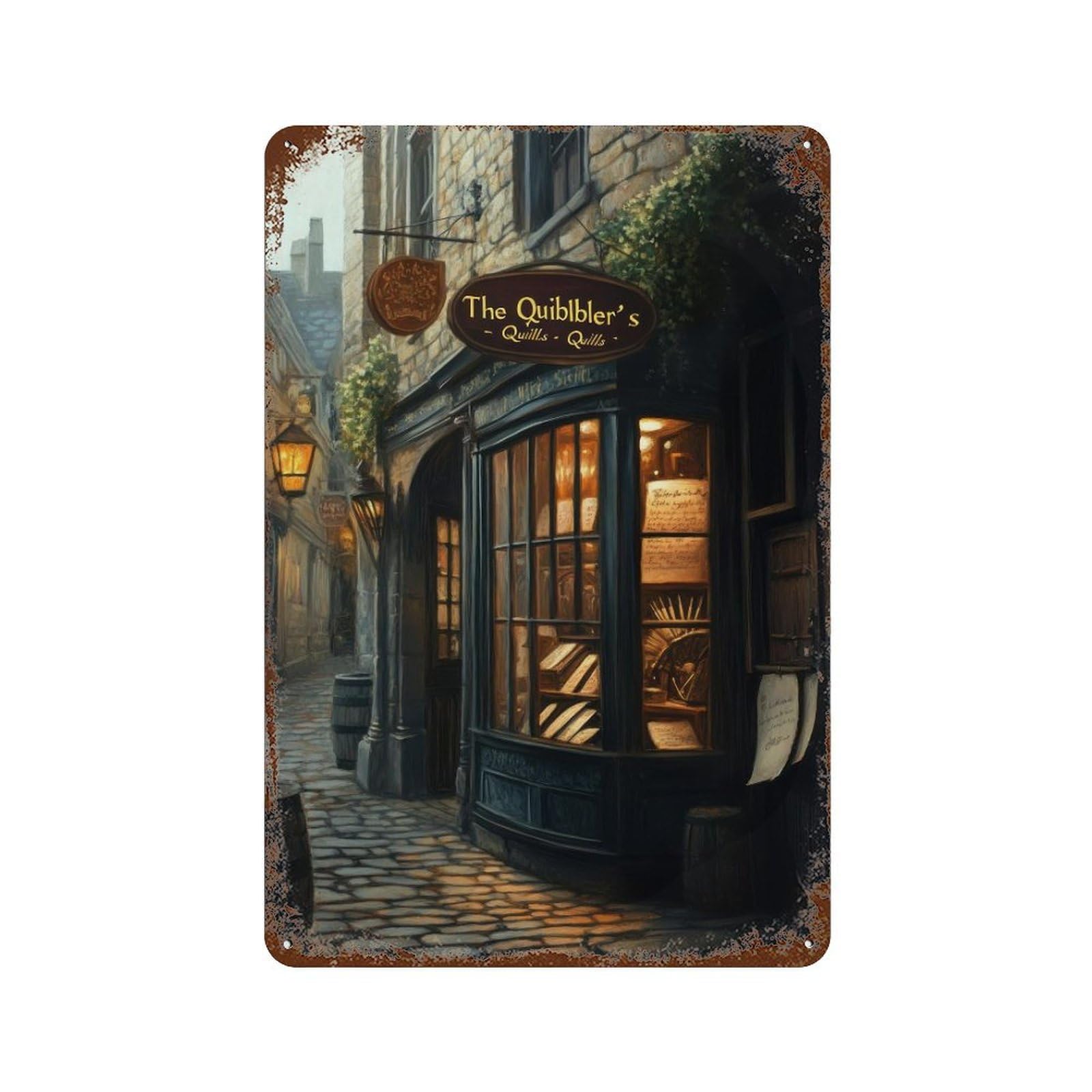 xiaoxiaoshen Wizards Quill Shop Cottagecore Dark Academia Enchanted Vintage Mystical Witchy Wall Decor Art Metal Tin Poster Modern Home Decor Art Home Bar Shop Decorations Vintage Sign 30x20cm