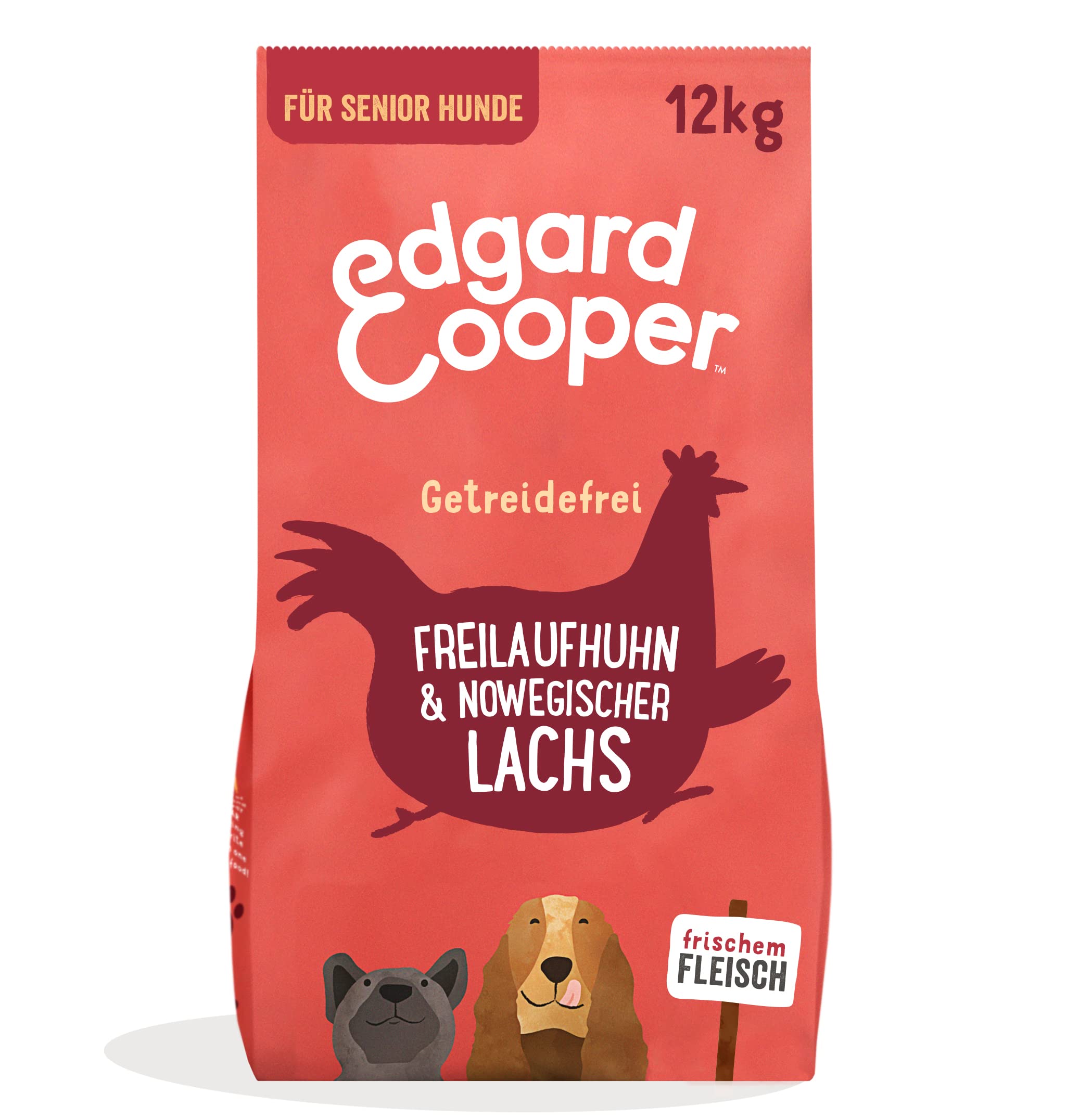 Edgard & Cooper - Comida Seca para Perros Senior (Pollo y salmón, 12 kg), Comida Seca sin Cereales sin azúcar, Ingredientes Naturales, Carne Fresca, Llena de aminoácidos