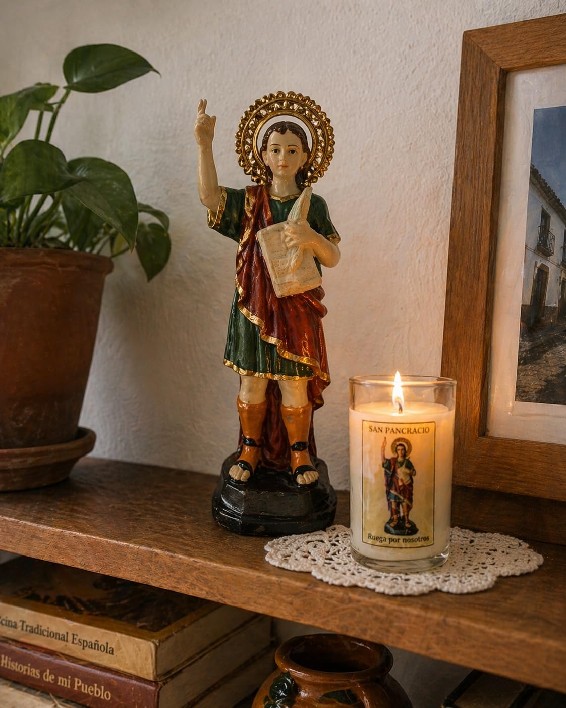 DRW Figura de San Pancracio de Resina Pintado a Mano 20 cm