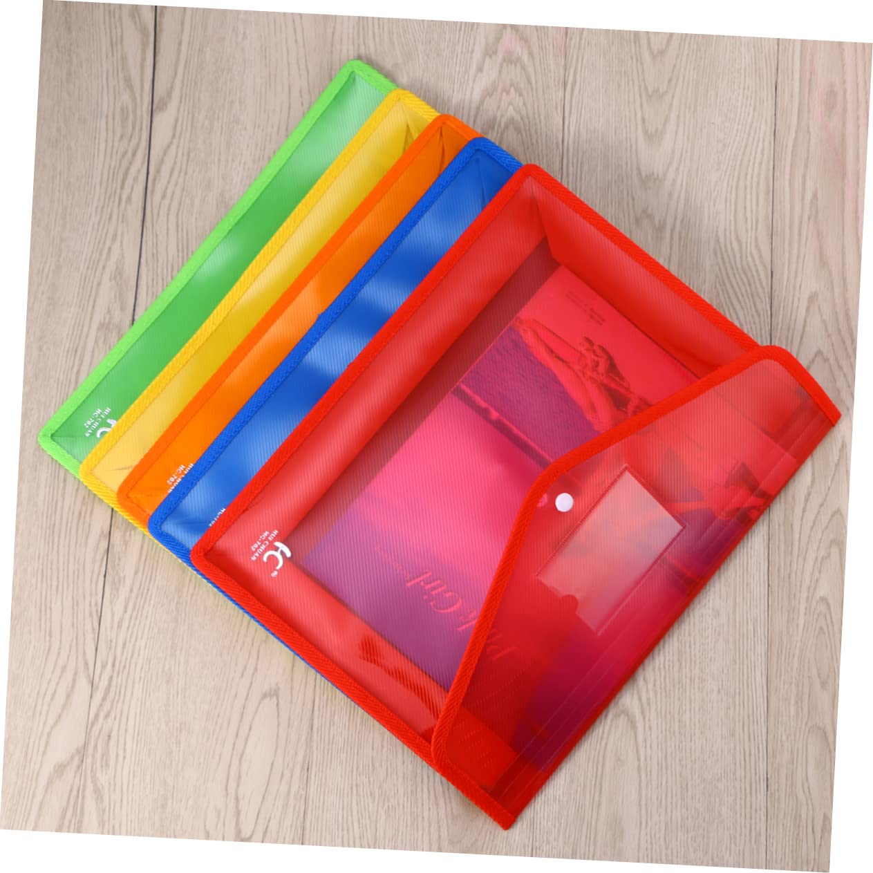 Tofficu 5pezzi Cartella Portadocumenti in Plastica Trasparente con Bottone Pressione Busta da Ufficio Sacchetto Portaoggetti per Organizzazione e Trasporto