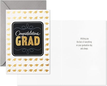 Hallmark Graduation Cards Assortment, Black and Gold, Congratulations Grad (12 Cards and Envelopes, 4 Designs)
