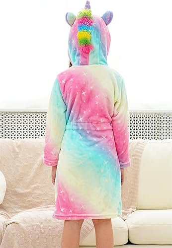 Miniatura 3 de Doctor Unicorn Bata de baño de forro polar con capucha para niñas pequeñas