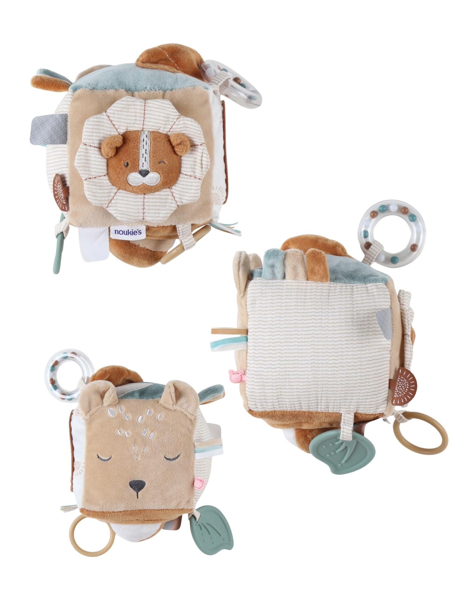 NOUKIE'S - Cube d'activités pour bébé - Jouet d'éveil - Caramel - Babou & Kendi - Cadeau naissance