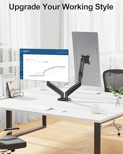Vista 3 de MOUNT PRO Soporte de monitor doble para pantalla de computadora de 13 a 32 pulgadas, soporte de monitor de altura ajustable para 2 monitores, brazo