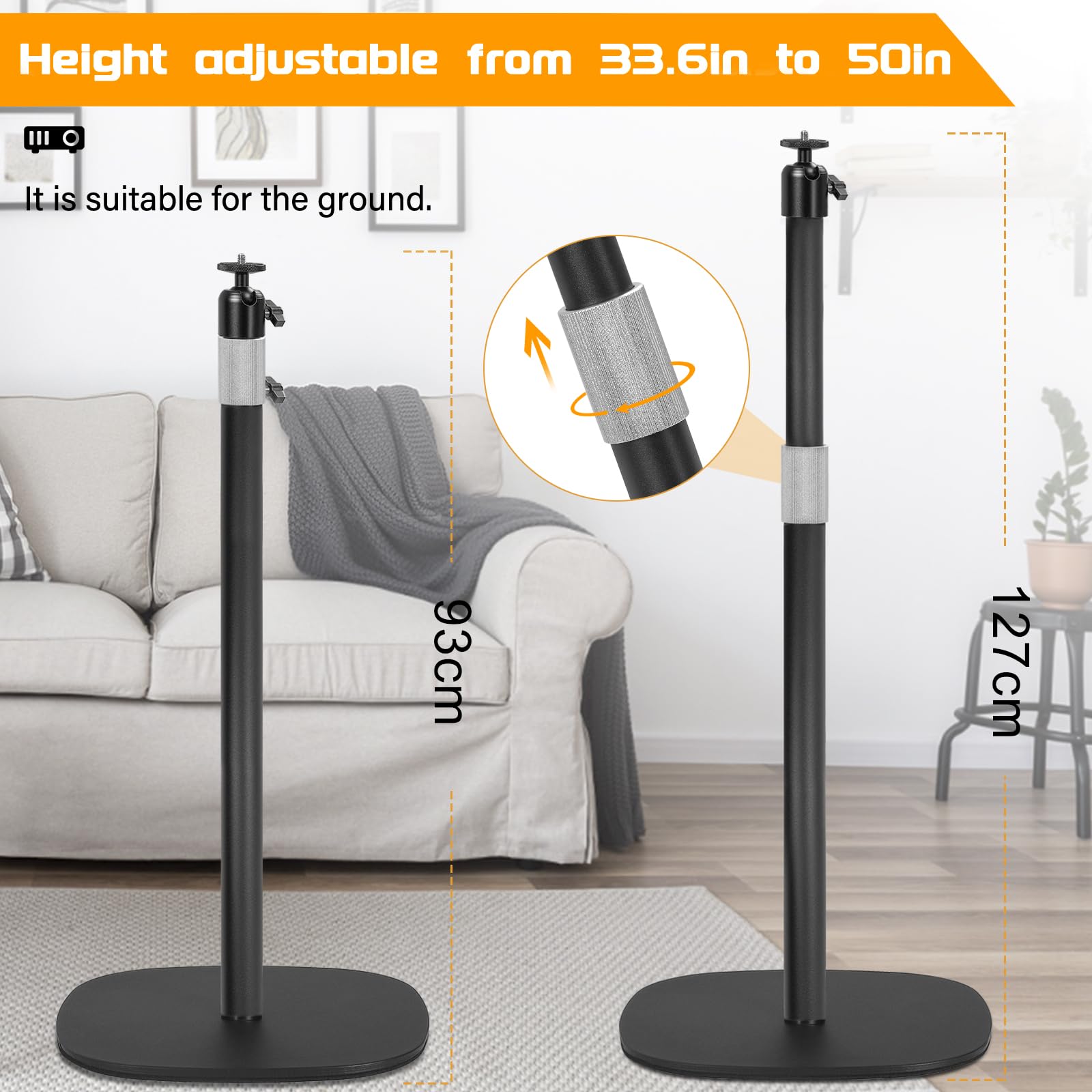 AKOZLIN Metall Projektorhalterung, 360° drehbare Projektorhalterung, höhenverstellbar, verdeckter L-förmiger Bodenständer (Sofa-Stand-Projector-N)