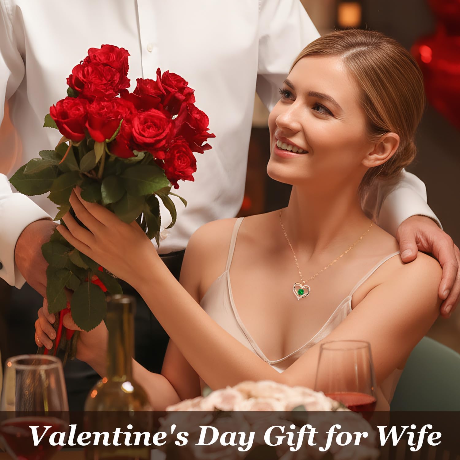 CDE Valentine's Day Gift Forever Love Heart Necklaces for Women, Wedding Anniversary, Birthday Mothers Christmas Day Gifts for Mom, Mother, Wife, S925 Silver Jewelry with Birthstone Pendant - Image 4