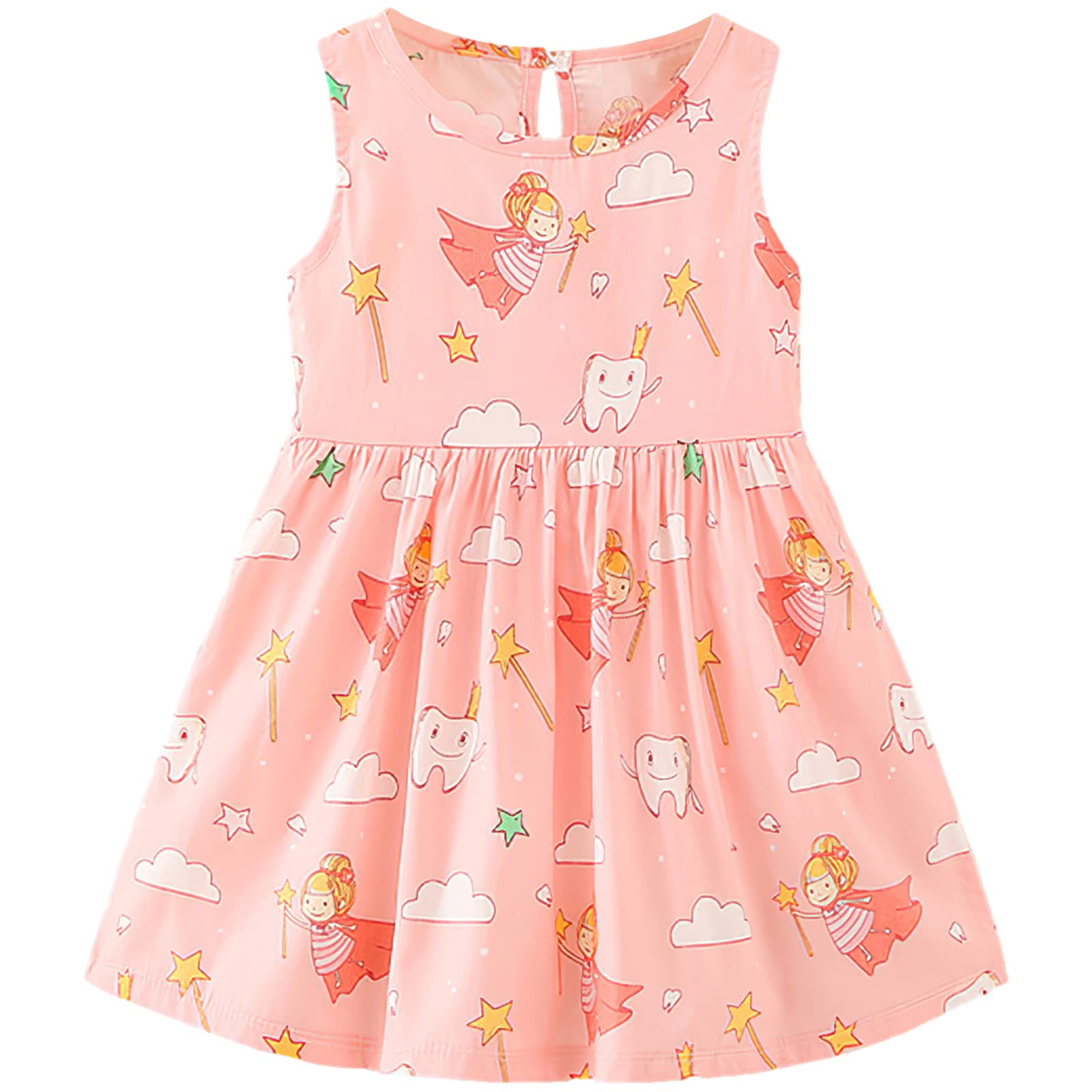 amropi Lot de 3 Robe Bébé Fille Fleurs Imprimée Coton sans Manche Casual Été Robe pour 0-3 Ans