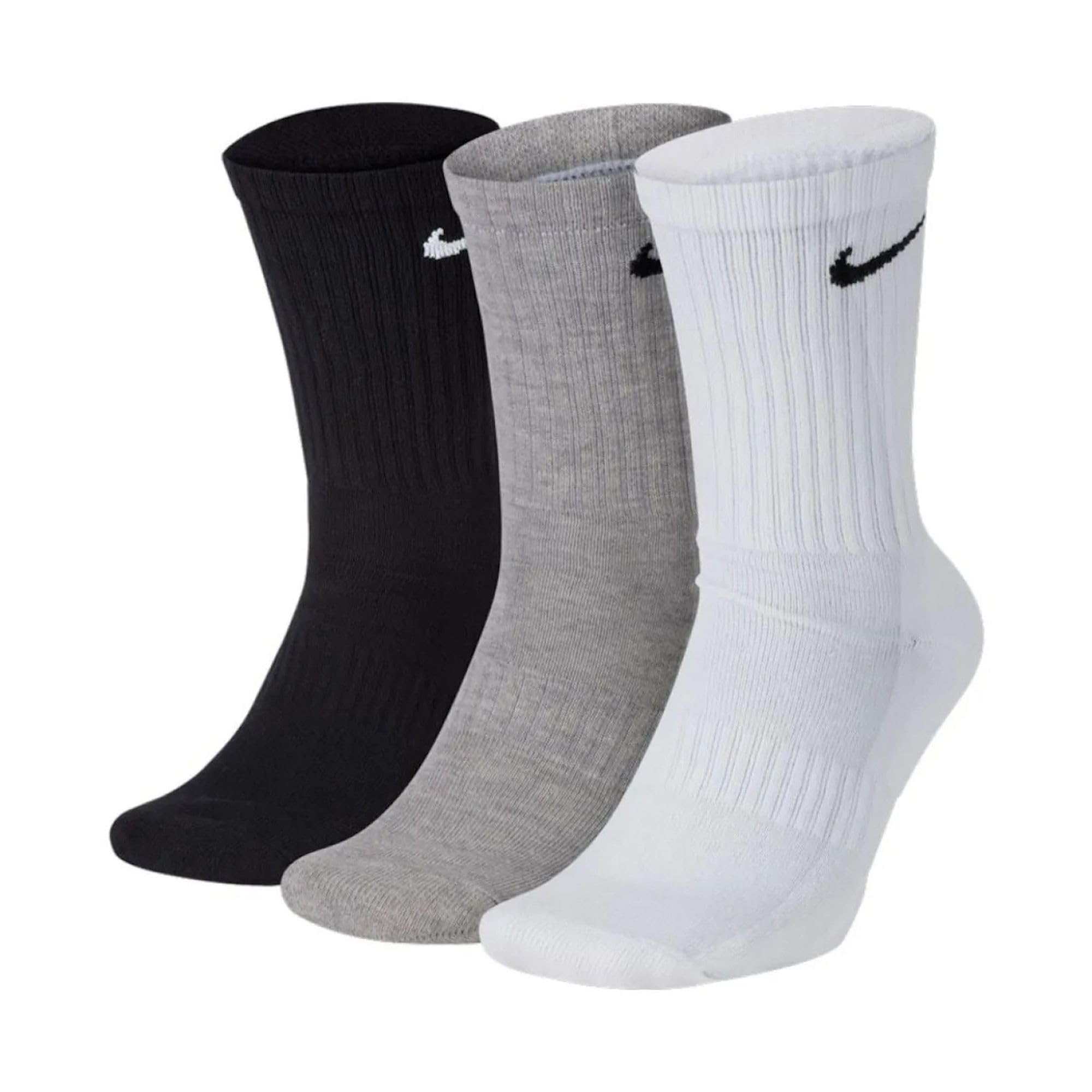 Nike 5 paia di calzini uomo donna unisex stagione 2021/22 calzini sportivi taglia 34 36 38 40 42 44 46 48 50 Colore: bianco grigio nero