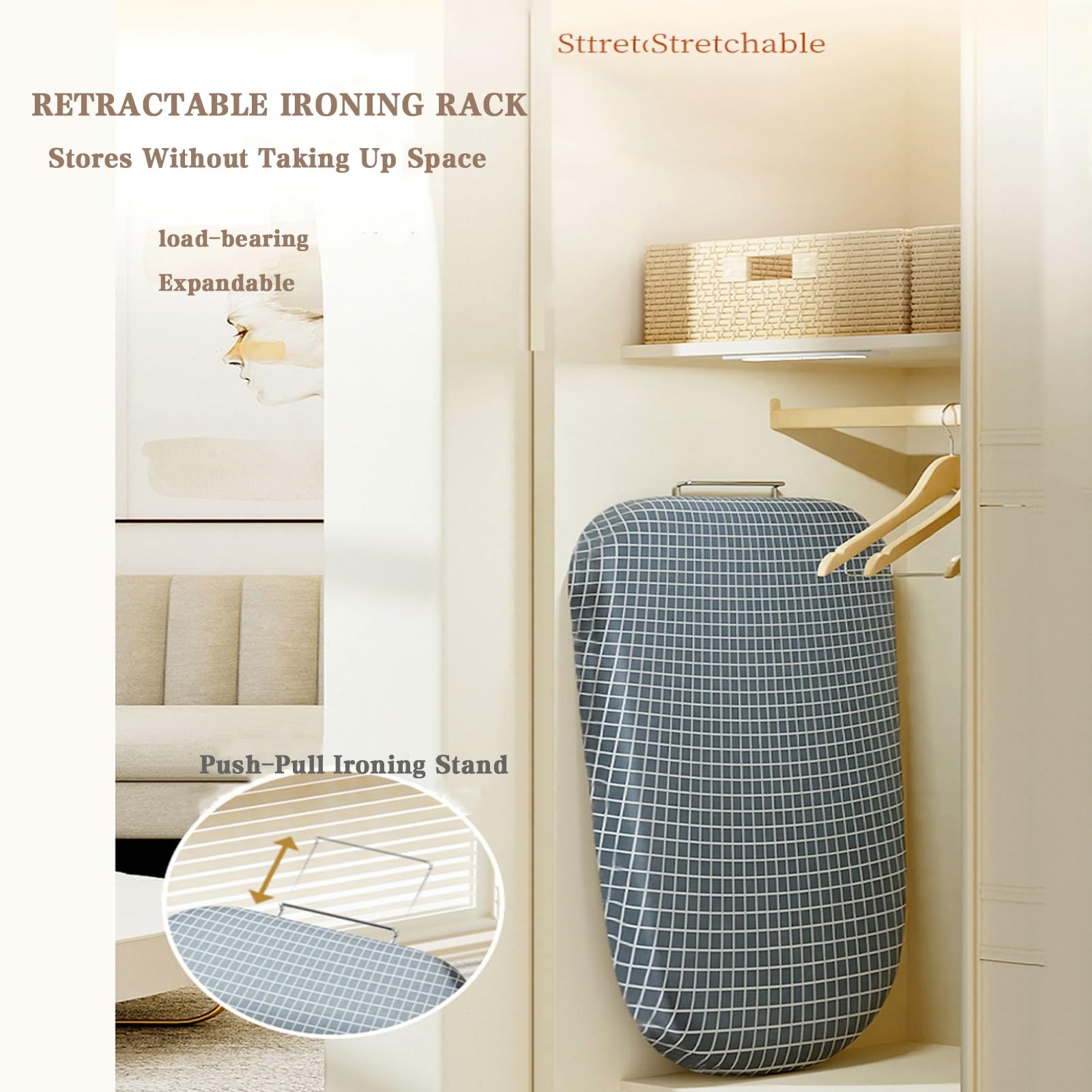 Klappbarer Tisch-Bügeltisch Einklappbarer Bügeleisenständer Bügelmattenbrett Mit Hitzebeständigem Bezug Und Abnehmbaren Und Waschbarem Stoffbezug(Style2,120cm/47.2'')