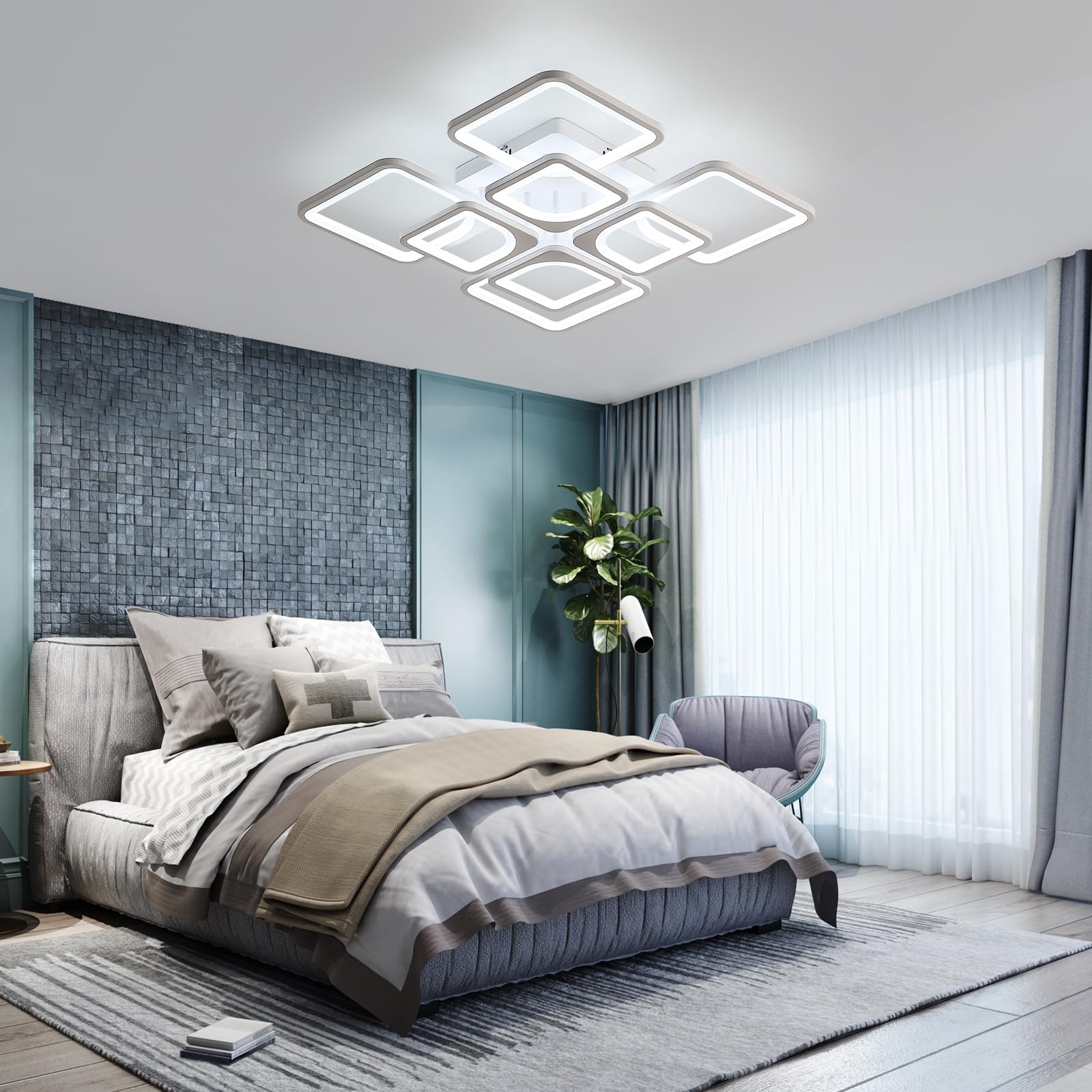 Comely Plafoniera LED Moderna, 80W Lampada da Soffitto, Lampadario LED Soffitto Dimmerabile con Telecomando e Controllo APP 8000LM 3500K - 6500K per Soggiorno, Camera da Letto, Sala da Pranzo