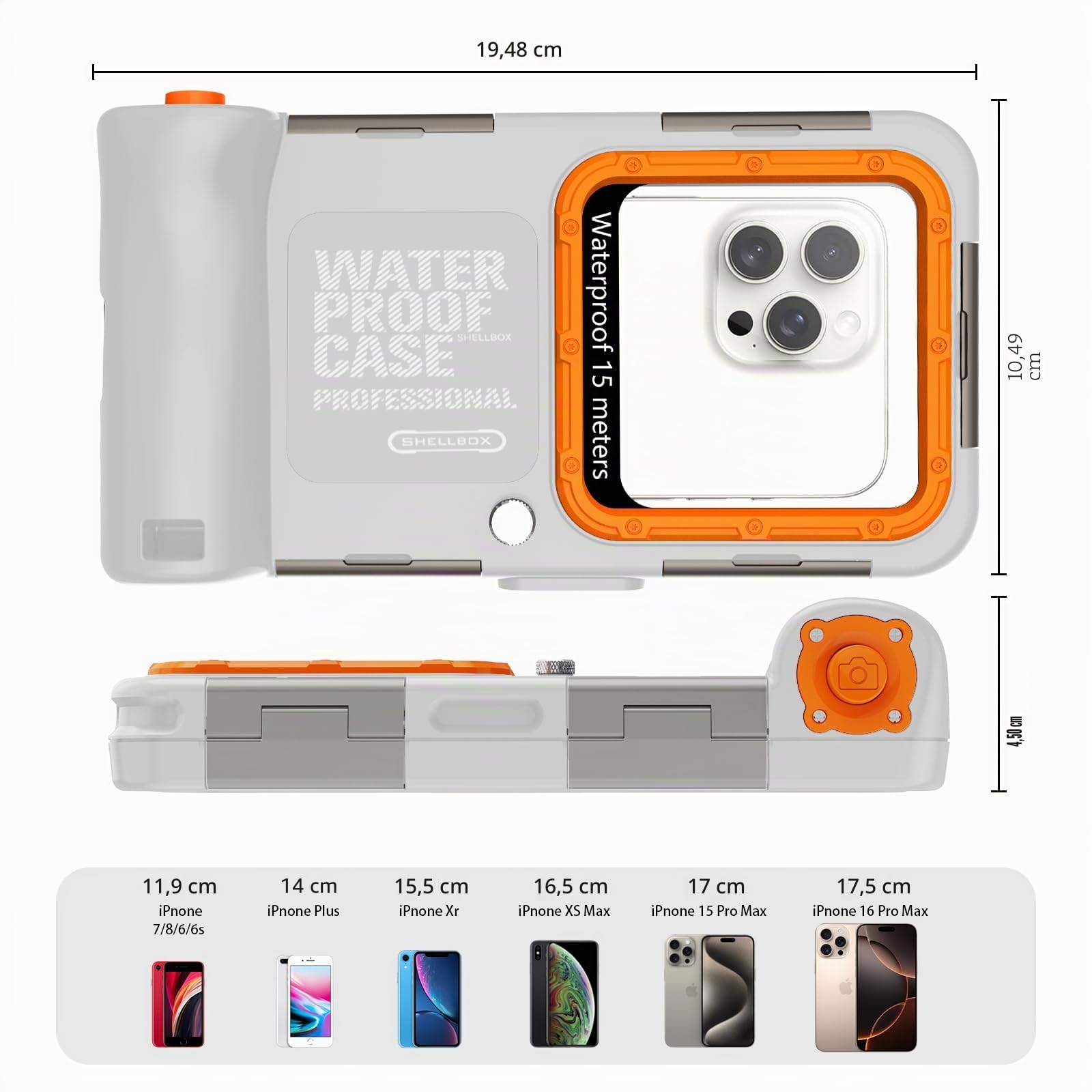 Custodia Impermeabile Smartphone IPX8 Porta custodia cellulare impermeabile 15m Subacquea compatible per iPhone 17 Air 16e 14 15 16 17 Pro 14 15 16 17 Pro max 14 Plus 12 13 Mini