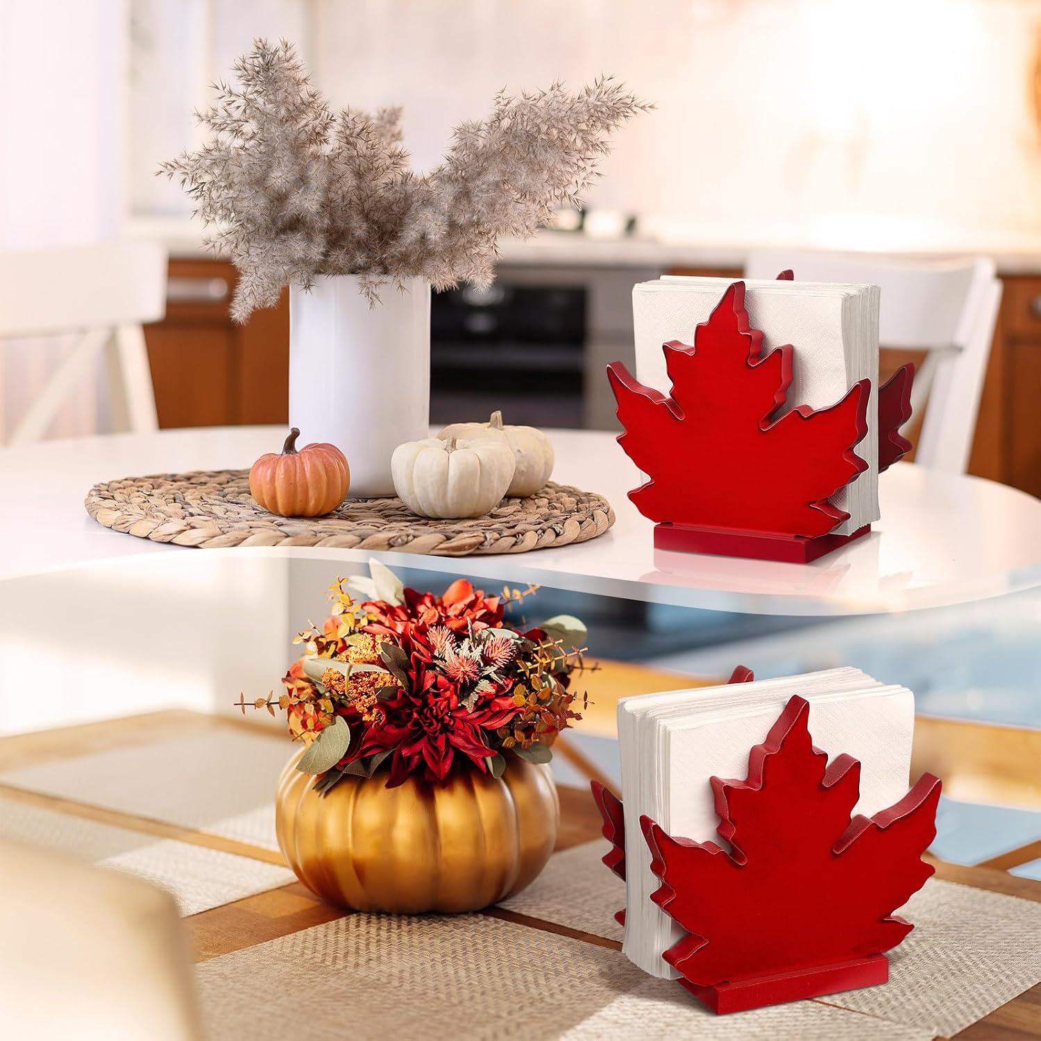 Reallnaive Anchor Napkin Holder Maple Leaf, Vintage Tabletop Decor