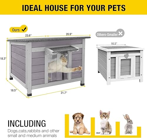 Miniatura 28 de Aivituvin Casa para perros Feral Cat House al aire libre e interior, casas para mascotas con escaleras, 2 pisos