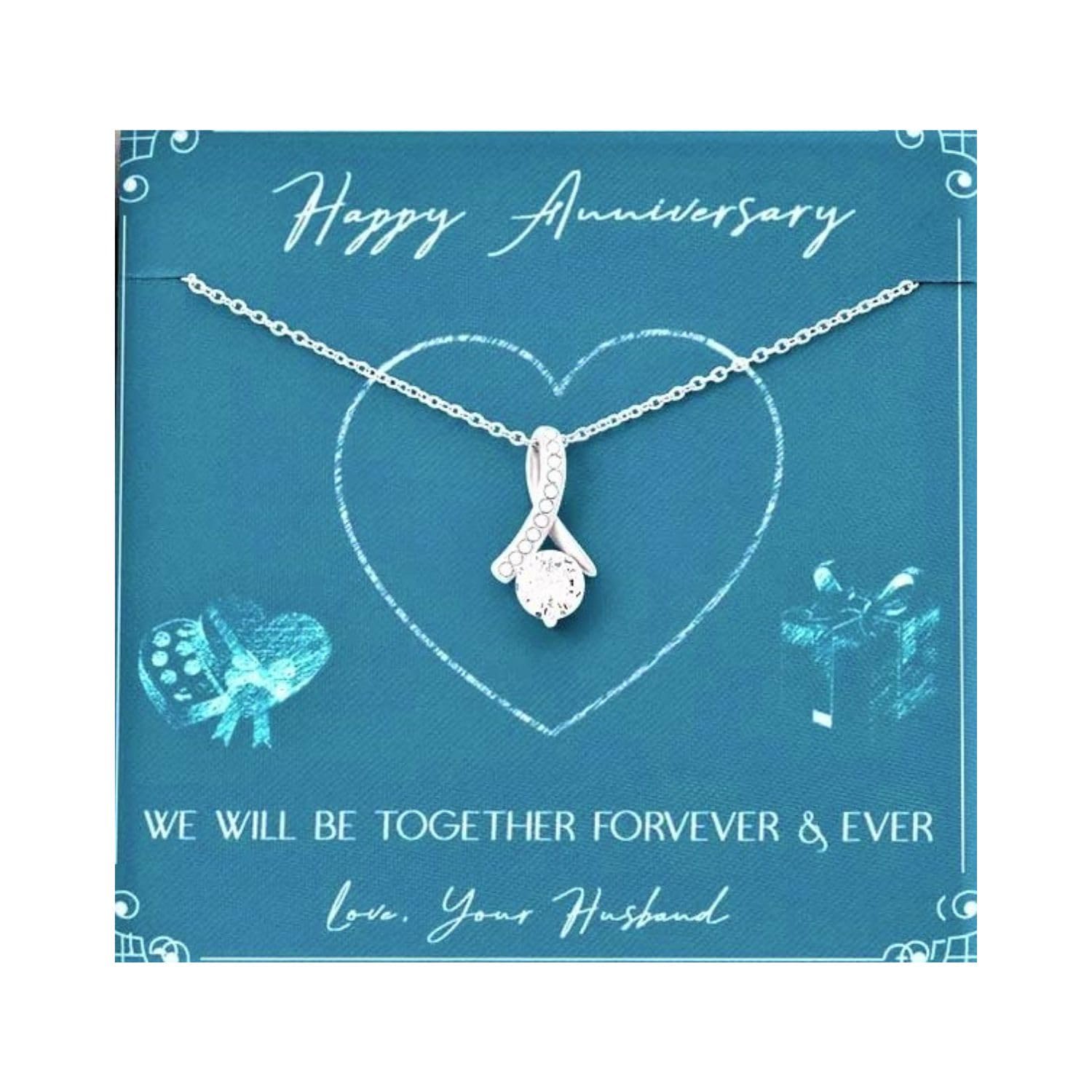 Best Wedding Anniversary Gift for Wife - Pure Silver Pendant & Message Card | Combo Gift Box-image-23