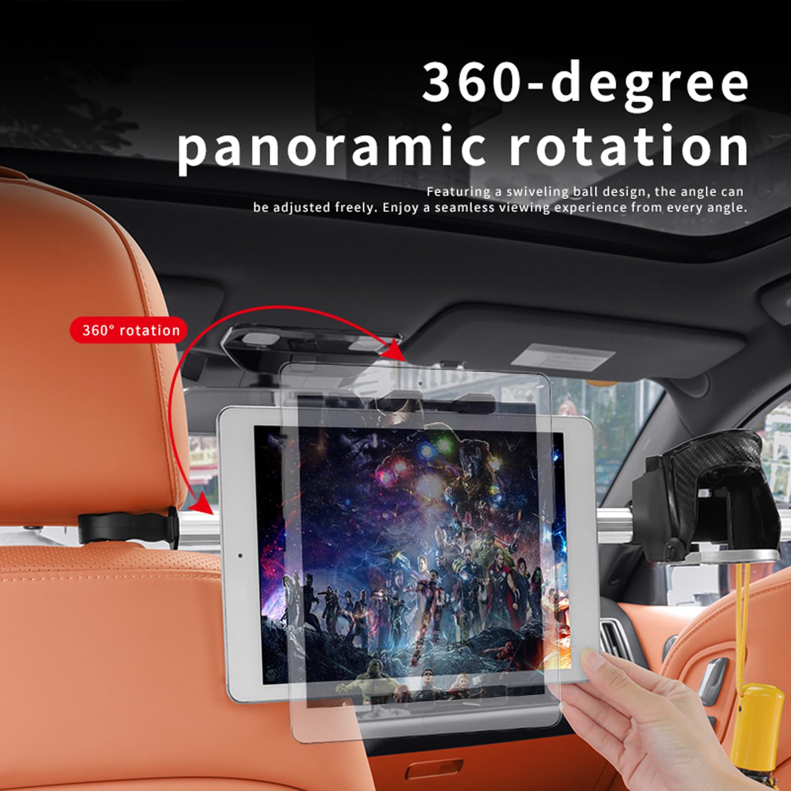 Support pour Tablette dans Le Repose-tête de Voiture, 2 pièces, Support Extensible pour Banquette arrière, étui Multifonction 3-en-1 avec Porte-Tasse et Crochet réglable, Support de Tablette