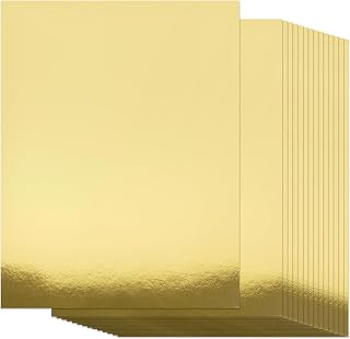 60 Pcs Metallic Gold Cardstock Paper, Golden Foil Board Sheets Mirror Finish Surface for Crafting Invitations & Decor, 8.5" x 11" 250gsm