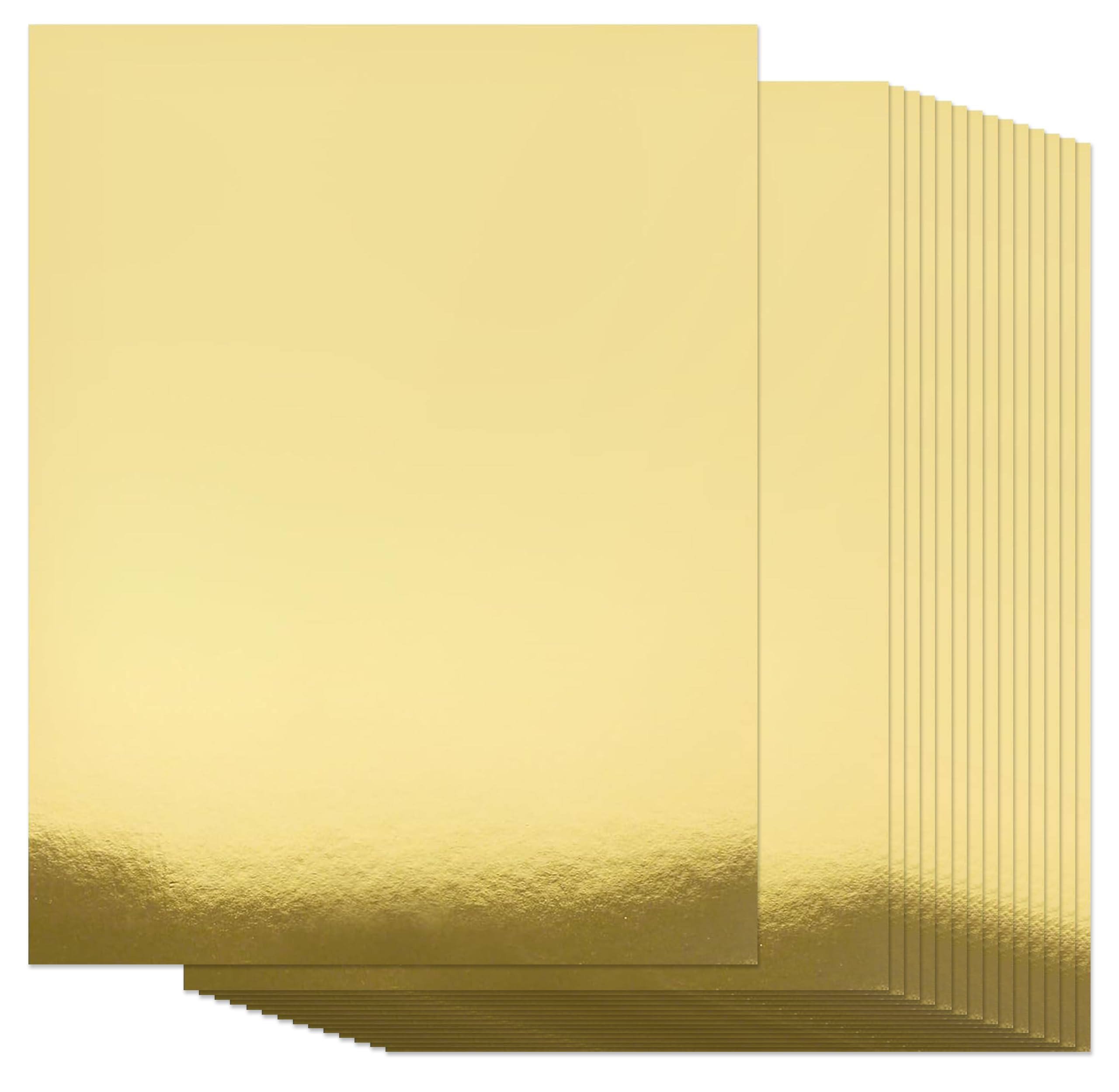 Gift Boutique 60 Pcs Metallic Gold Cardstock Paper, Golden Foil Board Sheets Mirror Finish Surface for Crafting Invitations & Decor, 8.5" x 11" 250gsm