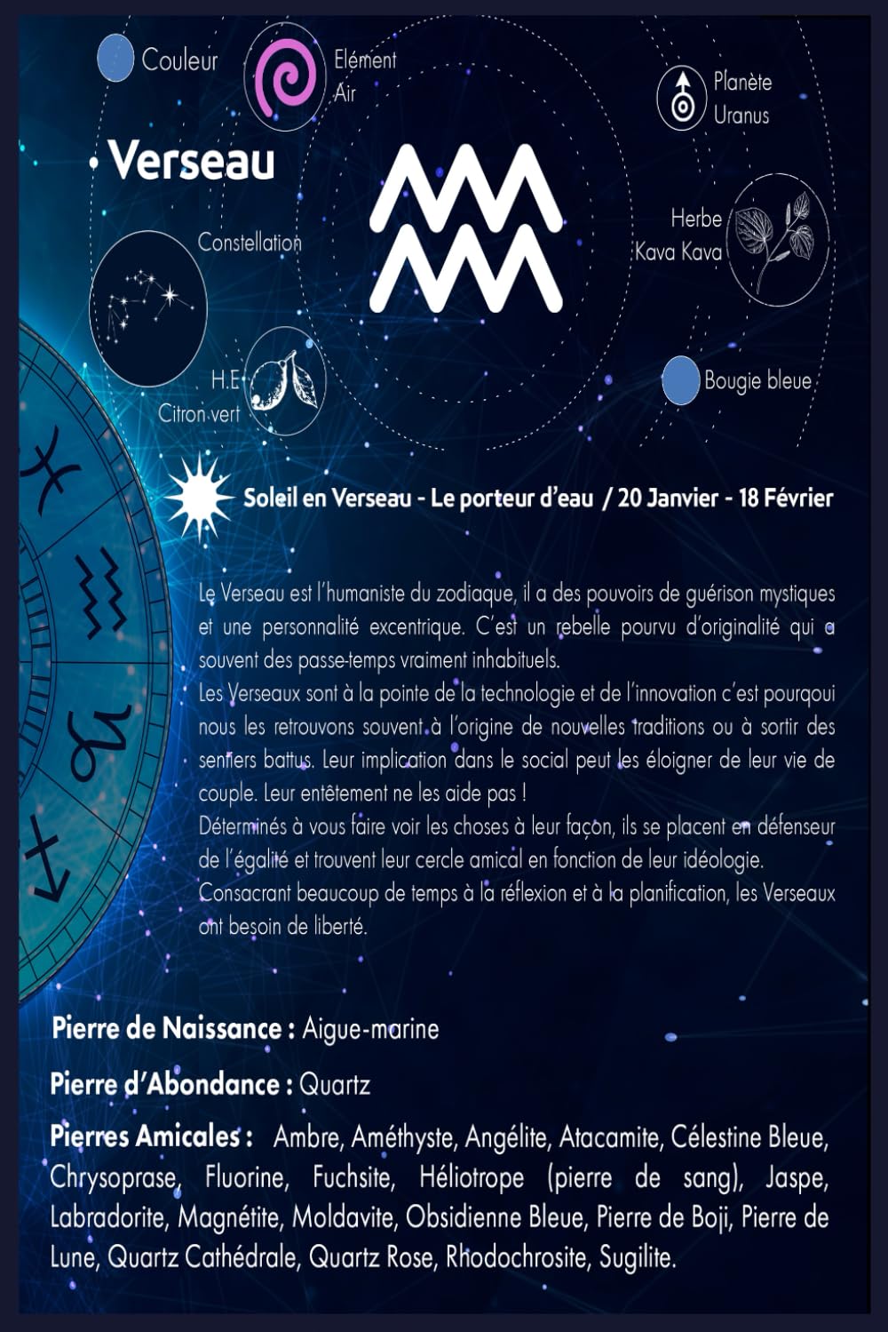 Le Soleil en Verseau: Les pierres du Verseau et ses rituels (Lithothérapie des signes solaires)