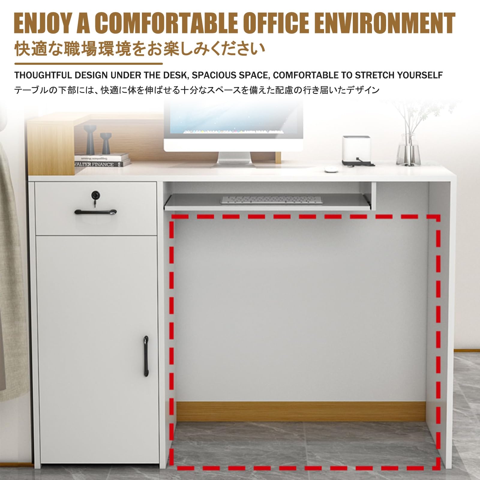 Generico Bancone Reception a L per Negozi di Abbigliamento e Bar - Finitura Rovere Dorato, postazione di Lavoro per cassiere da 140 cm (55,1 Pollici), banco Cassa per Reception