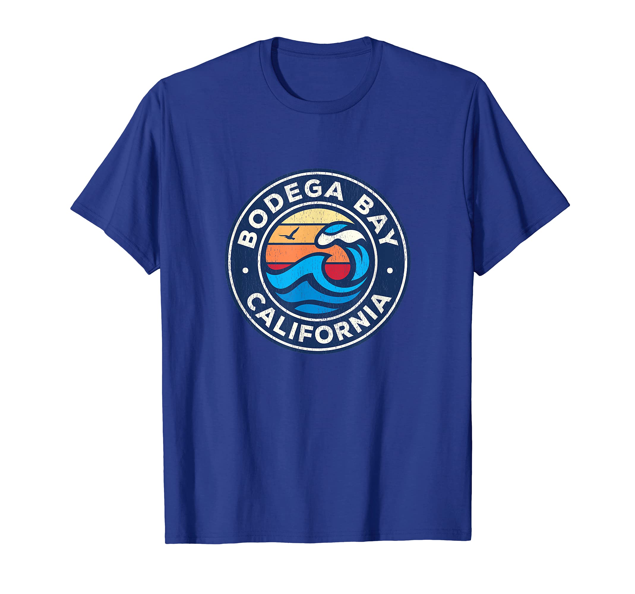 Bodega Bay California CA Vintage Nautical Waves Design T-Shirt