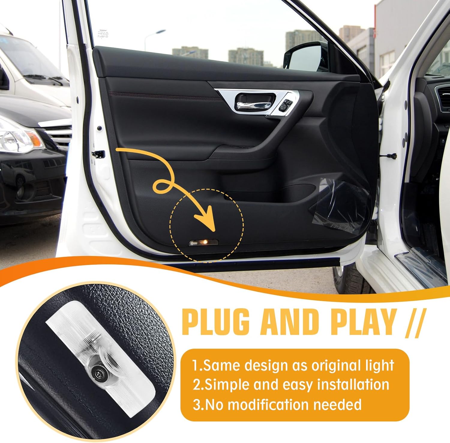 2PCS Car Door Lights Logo for Altima 2005-2022, Puddle Lights LED Welcome Lights Accessories, Door Courtesy Light LED Ghost Shadow Lights