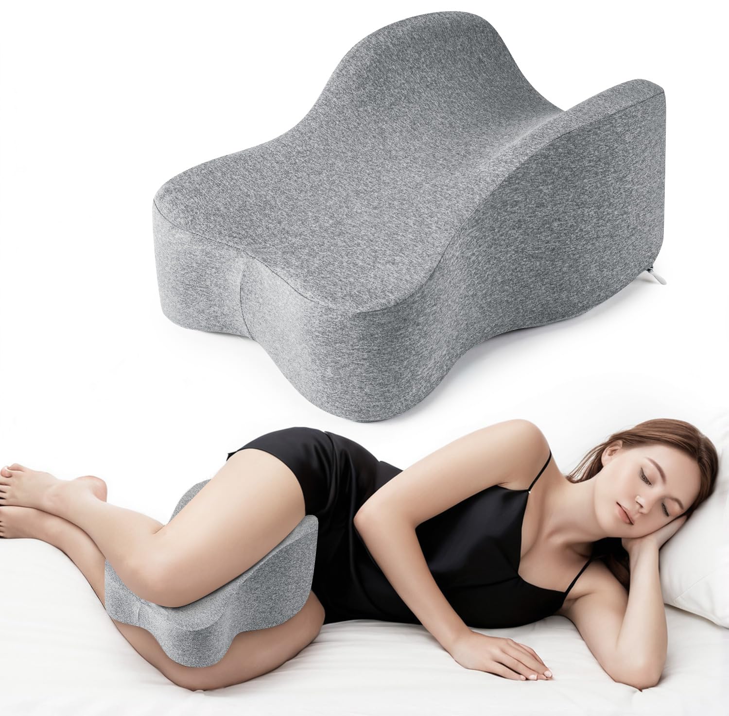 Long Knee Pillow for Side Sleeper Fully Support Thighs and Knees for Sciatica, Back, HIPS, Knees, Joints Pain Relief - Leg Pillow for Side Sleeping Between Legs Aligns Spine-...