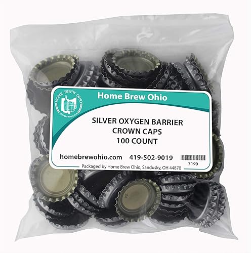 Home Brew Ohio Tapas de corona plateadas, 100 unidades