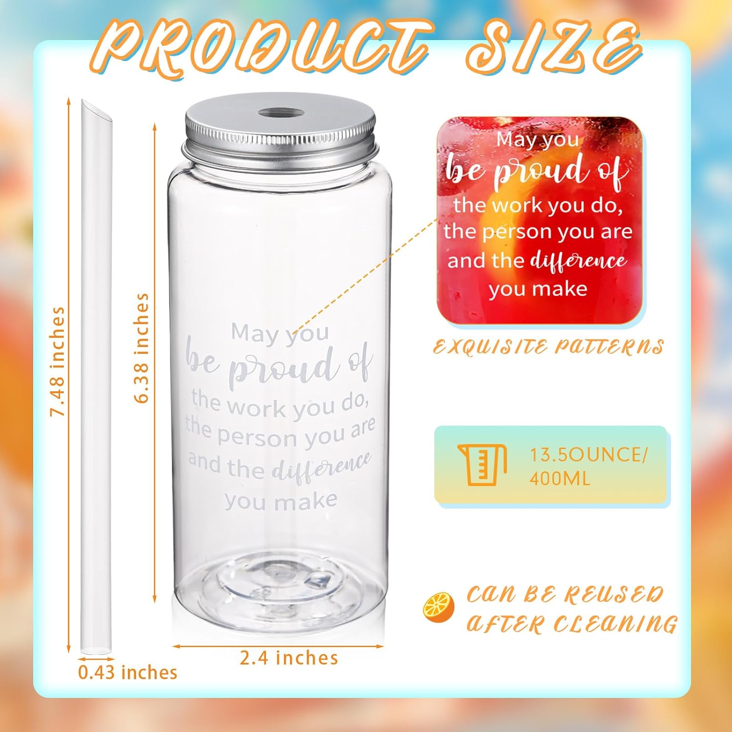 Pickmesh 24 Pcs Appreciation Gifts Bulk Thank You Plastic Cups for Staff 13.5 oz May You Proud of Tumblers with Lid Straw Gifts for Staff Coworker Teacher Nurse Office Supplies - Image 2