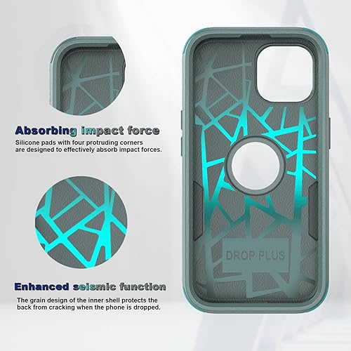 Miniatura 4 de Guirble Funda para iPhone 15, 2 protectores de pantalla de vidrio templado, a prueba de caídas de 10 pies, antideslizante, a prueba de golpes, funda