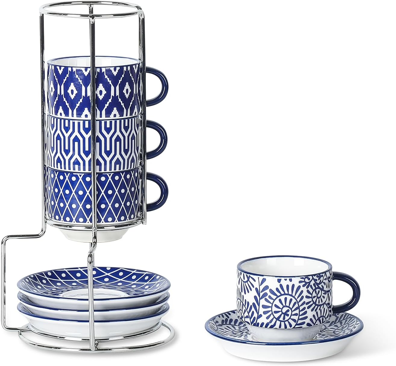 Amazon.com | MIKASA Hampton Espresso Cups with Floral Pattern in Gift ...
