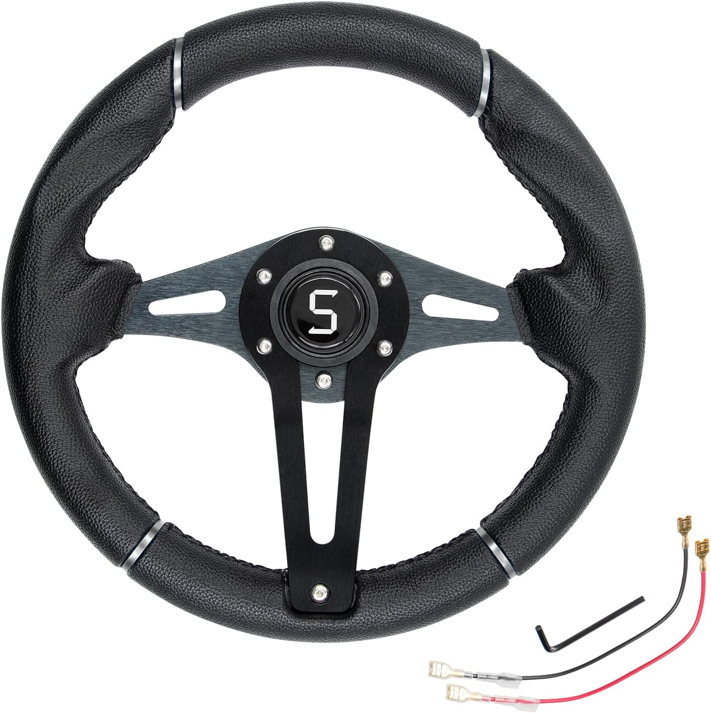 Golf Cart Steering Wheel, 12.5"/320mm Universal Club Car Steering Wheel for Club Car DS and Precedent EZGO RXV & TXT Yamaha Most Golf Cart (Style 1)