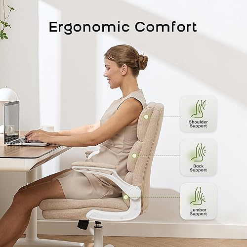 Miniatura 3 de Silla de Oficina Ajustable para Escritorio de Respaldo Medio Ejecutiva Cómoda de Tela Ergonómica con Soporte para la Espalda Silla de Computadora